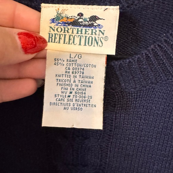 VTG NORTHERN RELFECTIONS Cottagecore Floral Embroidered Sweater Tee SZ L - Picture 2 of 4